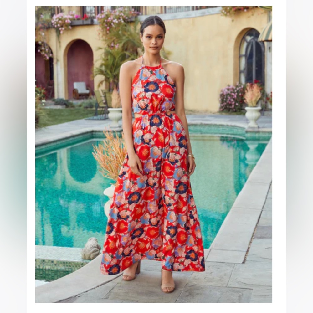 Vici Keira Floral Cutout Halter Maxi Dress